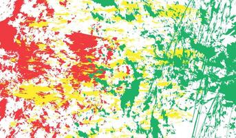 A colorful paint splatter background with red, yellow and green paint vector