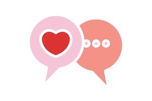Talk icon. solid icon style. talk with heart. icon related to valentine. valentine day elements illustration vector