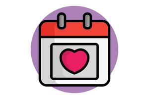Valentine icon. colored outline icon style. calendar with heart. icon related to valentine. valentine day elements illustration vector