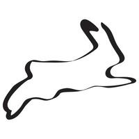 simple icon of a rabbit drawn with an original outline at the moment of jumping, for Easter or other designs or logos vector