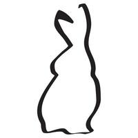 icon of Easter bunny with big ears sitting and looking to the side, drawn in original outline, for various logos or designs vector