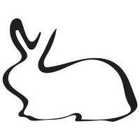 simple icon of a rabbit sitting with folded paws drawn with an unusual outline, for Easter or other designs vector