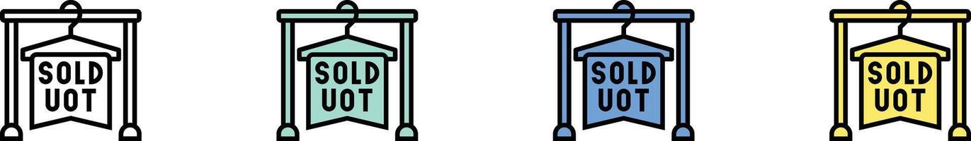 sold out icon. Outline, Green, Blue and Yellow Style Design Isolated On White Background vector