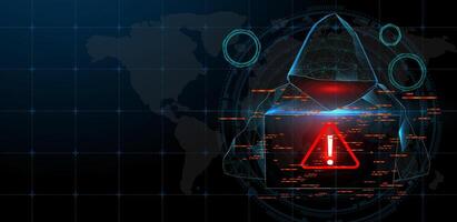 illustration cyber security attack with hacker vector