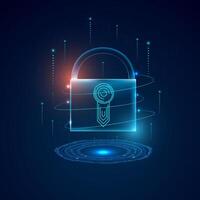 illustration cyber security stats or hacking attach padlock icon. vector