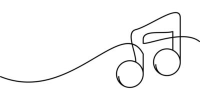 continuous line drawing of musical note symbols. abstract line art illustration vector