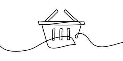 continuous line drawing of shopping cart symbol. abstract line art illustration vector
