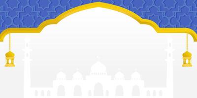 Islamic Background Design, Free Copyspace Area. With Mosque and Lantern silhouette. Perfect for Ramadhan Kareem and Eid Mubarak. vector