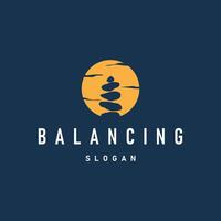 balancing stone logo design zenstone relaxation simple vector