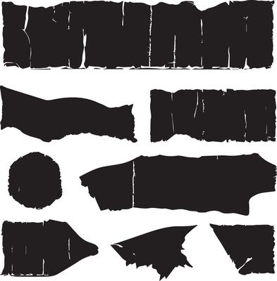 Black Ripped paper rectangular shape silhouette black and white