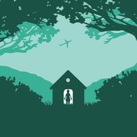 Child in a Secluded House, Airplane Overhead vector