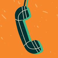 Retro Phone, Communication, Orange Background vector