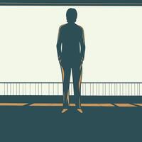 Solitary Figure Contemplation and Urban Spaces vector