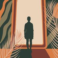 Silhouette of Person at Threshold Abstract Art vector