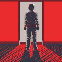 Threshold of Uncertainty A Figure at a Doorway vector