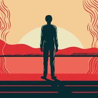 Silhouette, Sunset, and Shadows A Contemplative Scene vector