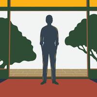 Contemplation by the Window A Moment of Reflection vector