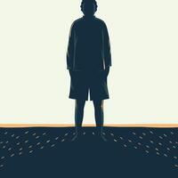 Silhouette of a Person Standing on a Textured Surface vector