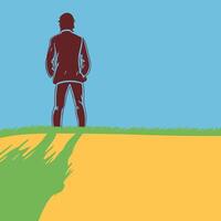 Contemplation A Figure on the Grassy Knoll vector