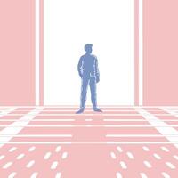 Man Standing at Threshold A Visual Representation of Transition vector
