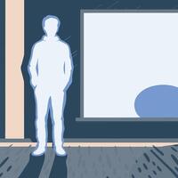 Silhouette of a Person Standing by a Window vector