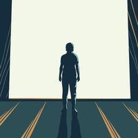 Silhouette of a Person Facing a Blank Canvas An Exploration of Potential vector