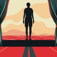 Silhouette Facing the Uncertain Future vector