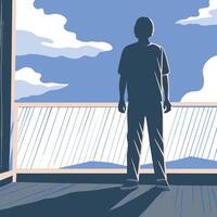 Contemplation A Silhouette Against the Sky vector