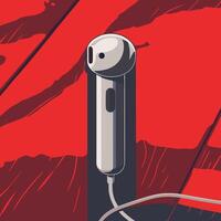Portable Audio Device on Red Surface vector