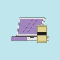 Laptop and Mobile Device Connection A Guide to Seamless Data Transfer vector