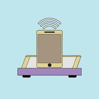 Wireless Charging Station with Smartphone vector