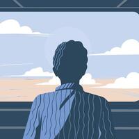 Contemplation by the Ocean Finding Peace and Tranquility vector