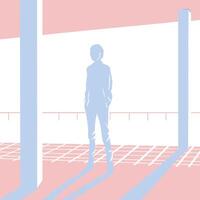 Silhouette, Pastel, Columns, Geometric, Abstract, Figure, Shadow, Minimalist, Design, Art vector