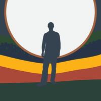 Man Silhouette Against Abstract Background vector