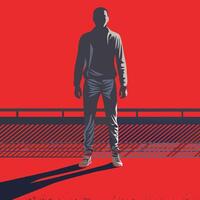 Silhouette of a Man on a Red Background vector