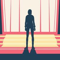 Silhouette of a Female Figure in a Futuristic Setting vector