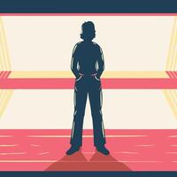 Silhouette of a Person Standing in a Room vector