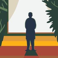 Silhouette of a Person by a Window vector