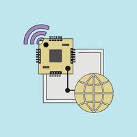 Global Wireless Microchip Connectivity Design and Applications vector