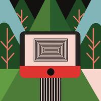 Abstract Nature Scene with Geometric Tablet Display vector