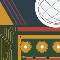 Global Connectivity Retro Cassette Tape Abstract Art vector