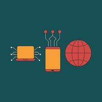 Global Connectivity Laptop, Mobile, and Internet Access vector