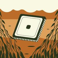 Microchip Discovery Ocean Floor Data Processing vector