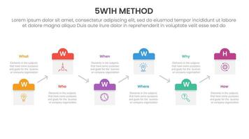 5W1H analysis infographic with calendar date style up and down with 6 step points for slide presentation vector