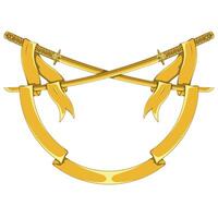 Ancient Japanese sword surrounded with ribbon vector