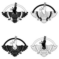 Zoroastrian winged solar disk with ribbon vector