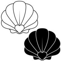 Seashell with heart in the center vector