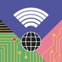 Global Connectivity Wireless Technology and Circuitry vector