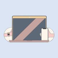 Laptop, Smartphone, and Smartwatch Modern Device Integration vector