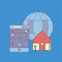 Global Smart Home Network Connectivity, Automation, and Security vector